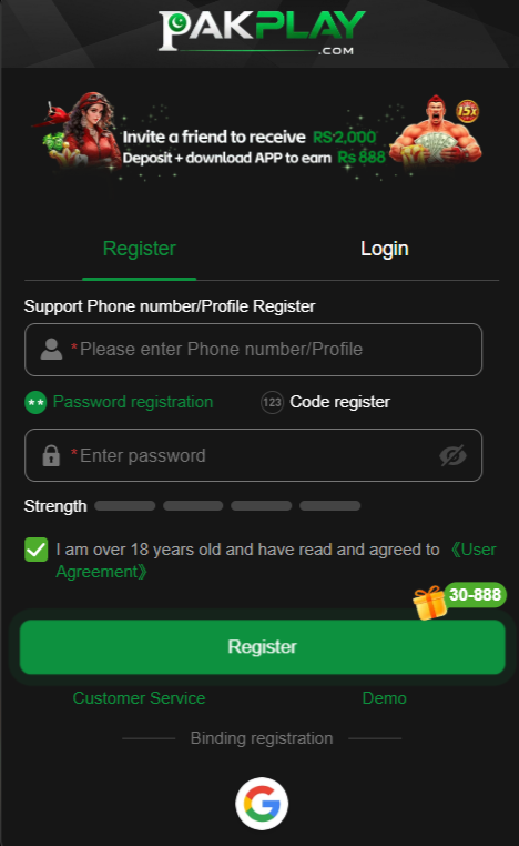 PAKPLAY Login